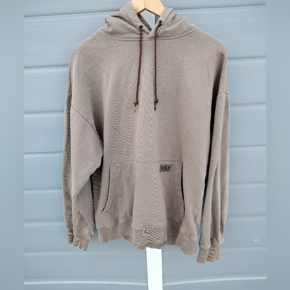 CC Filson Heavy Knit Pullover Hoodie Sweatshirt Tan Men’s Size Small Flaws. Hole - Picture 1 of 12